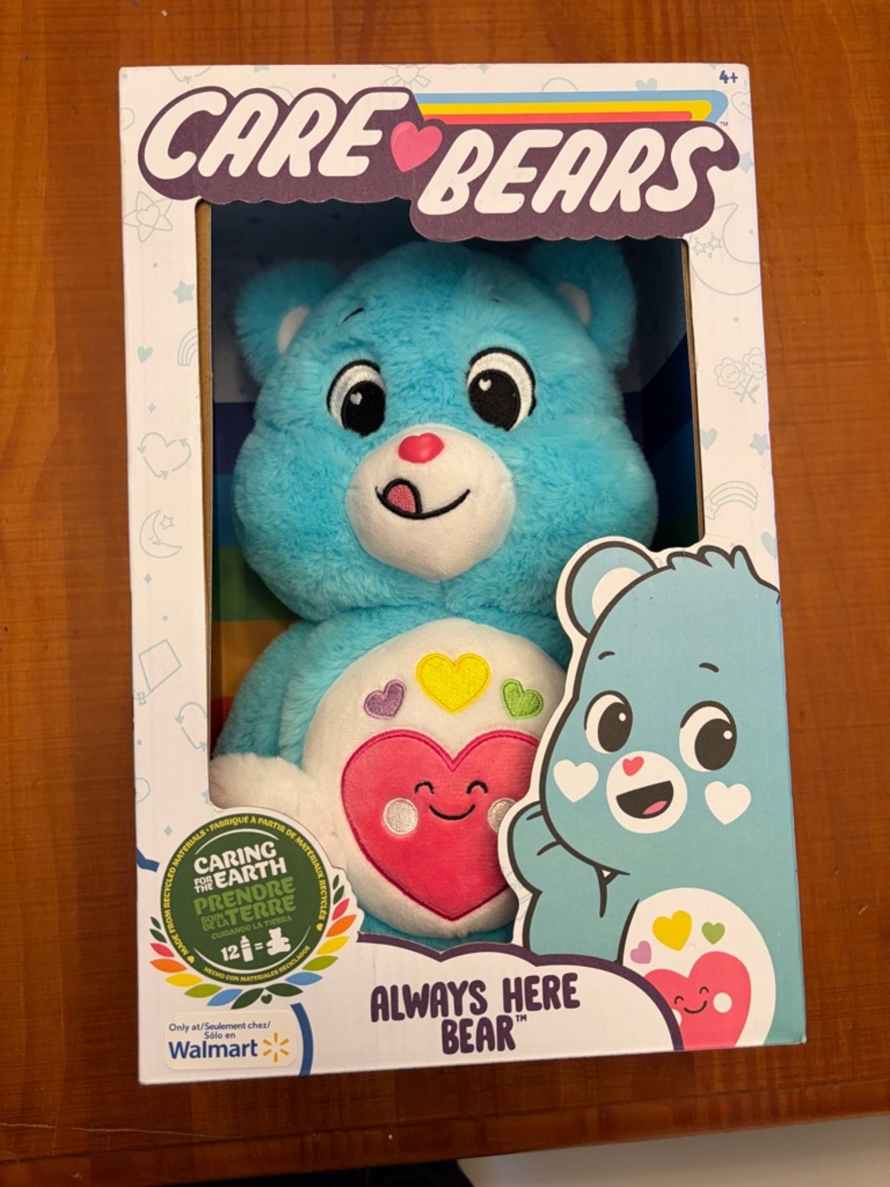 Care Bears Always Here Bear Plush - Bright Blue with Multicolored Belly Hearts